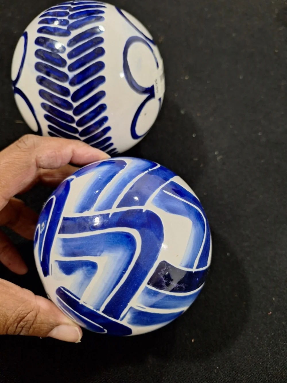 Pier 1 Imports Blue And White Porcelain Balls Decor Ceramic 2 Pcs